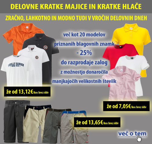 Delovne kratke hlače in majice