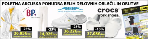 bele delovne halje, crocs